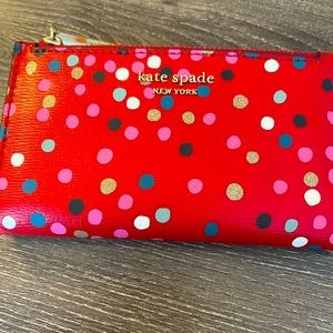 NWT Kate Spade Small Wallet Red Polka Dot